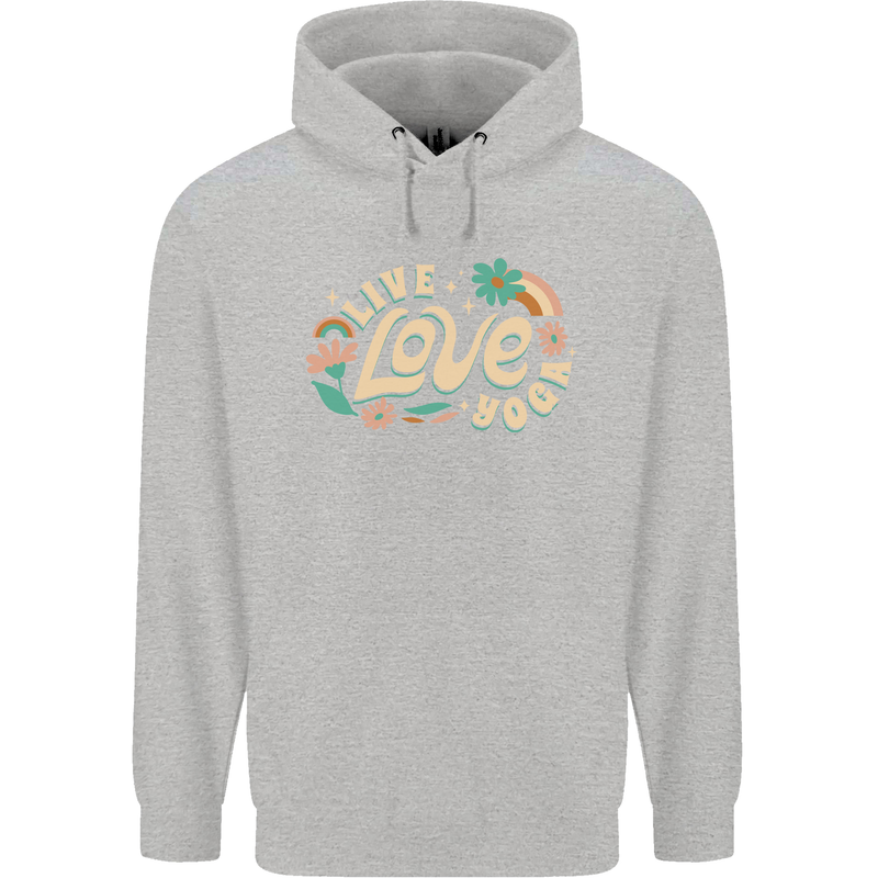 Live Love Yoga Childrens Kids Hoodie Sports Grey