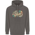 Live Love Yoga Mens 80% Cotton Hoodie Charcoal