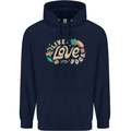 Live Love Yoga Mens 80% Cotton Hoodie Navy Blue