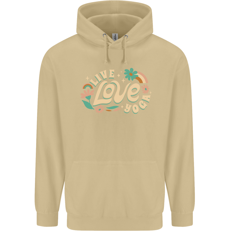 Live Love Yoga Mens 80% Cotton Hoodie Sand