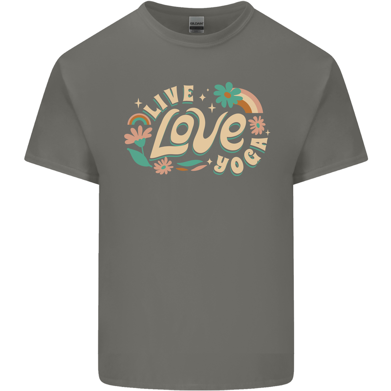 Live Love Yoga Mens Cotton T-Shirt Tee Top Charcoal