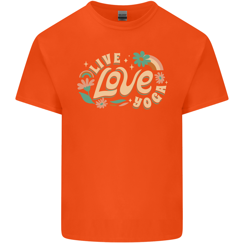 Live Love Yoga Mens Cotton T-Shirt Tee Top Orange