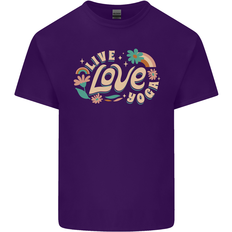 Live Love Yoga Mens Cotton T-Shirt Tee Top Purple