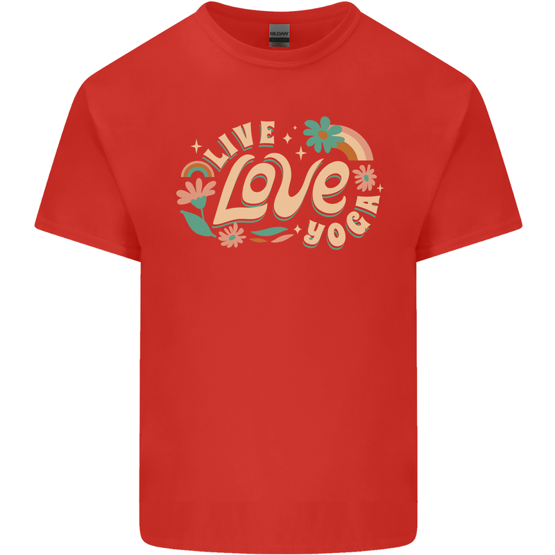 Live Love Yoga Mens Cotton T-Shirt Tee Top Red