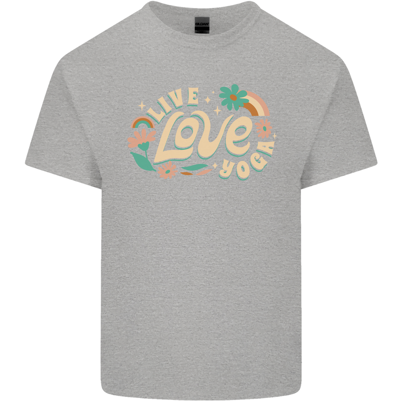 Live Love Yoga Mens Cotton T-Shirt Tee Top Sports Grey