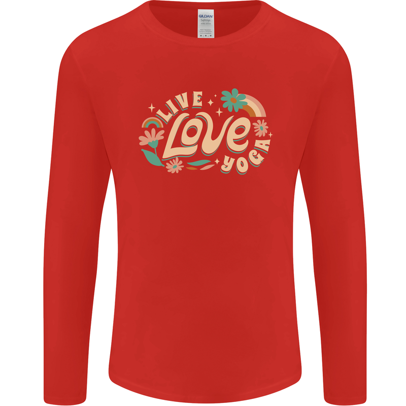 Live Love Yoga Mens Long Sleeve T-Shirt Red