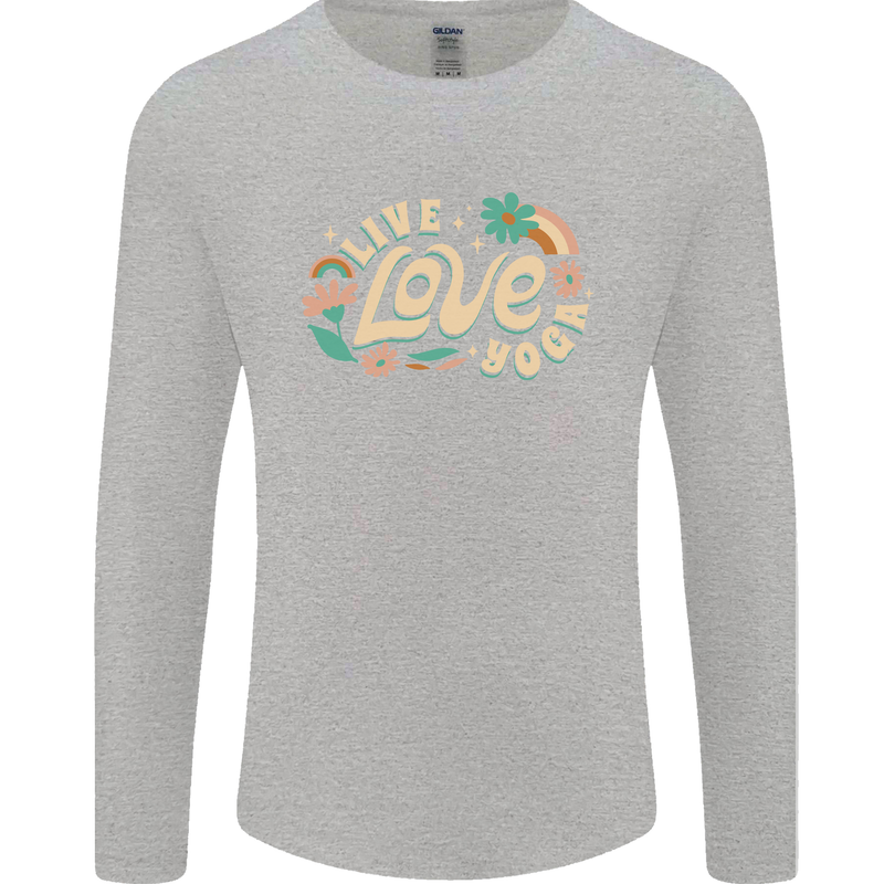 Live Love Yoga Mens Long Sleeve T-Shirt Sports Grey