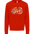 Live Love Yoga Mens Sweatshirt Jumper Bright Red