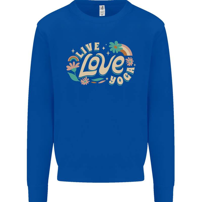 Live Love Yoga Mens Sweatshirt Jumper Royal Blue