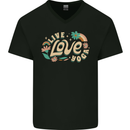 Live Love Yoga Mens V-Neck Cotton T-Shirt Black