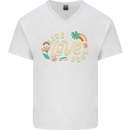 Live Love Yoga Mens V-Neck Cotton T-Shirt White
