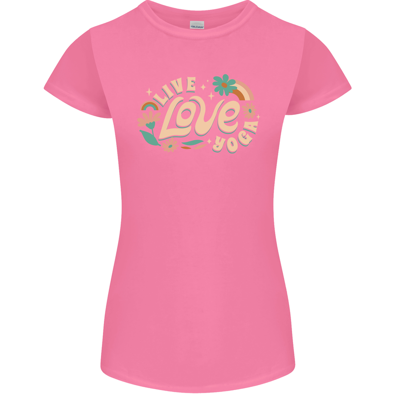 Live Love Yoga Womens Petite Cut T-Shirt Azalea