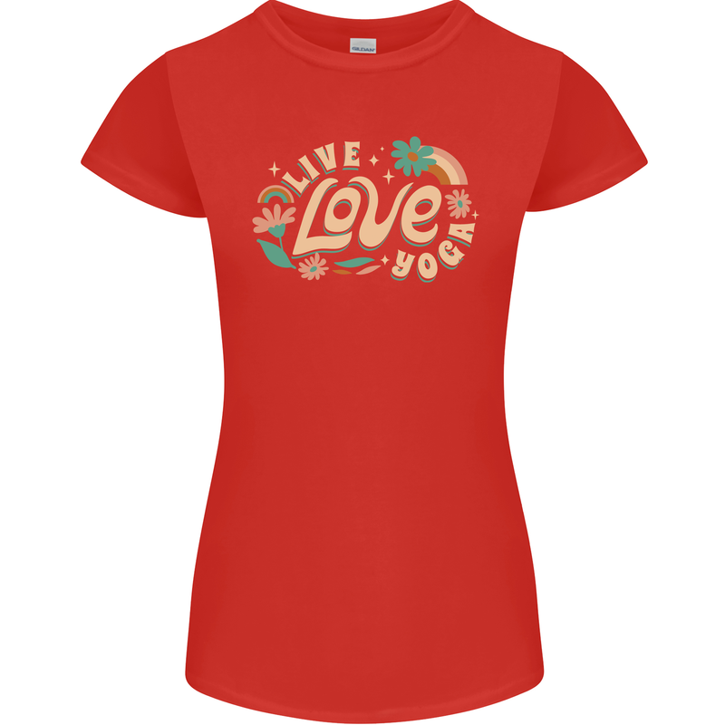 Live Love Yoga Womens Petite Cut T-Shirt Red