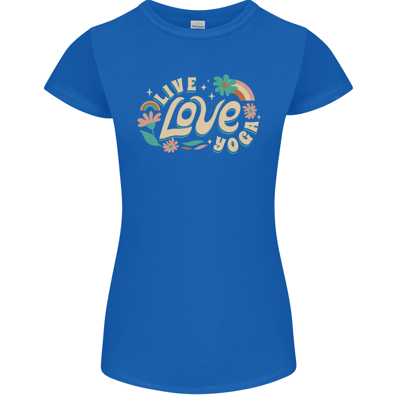Live Love Yoga Womens Petite Cut T-Shirt Royal Blue