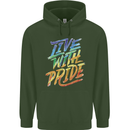 Live With Pride LGBT Gay Pride Childrens Kids Hoodie Forest Green