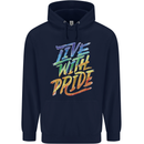 Live With Pride LGBT Gay Pride Childrens Kids Hoodie Navy Blue