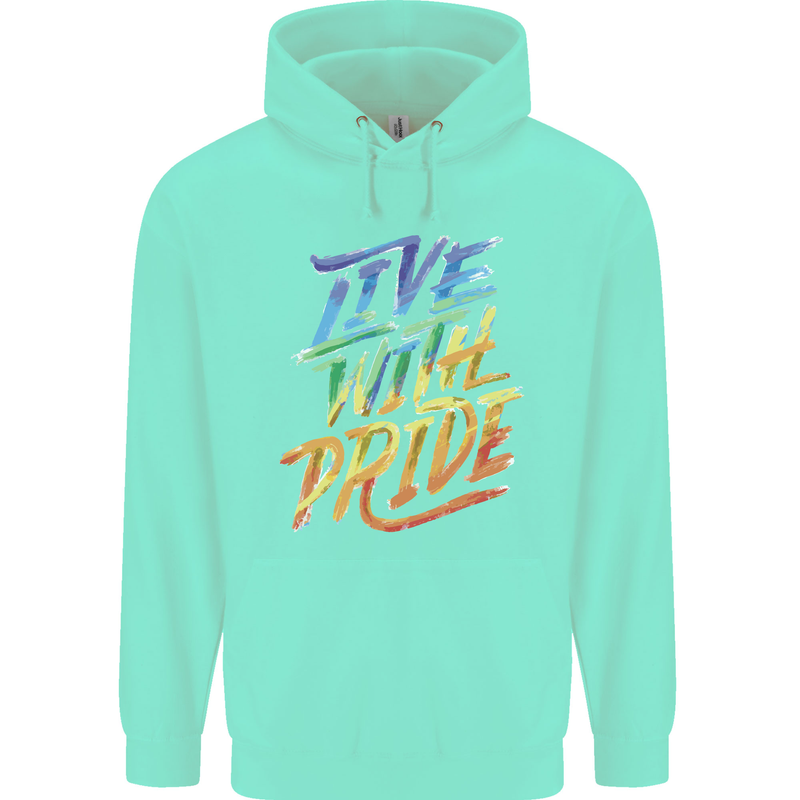 Live With Pride LGBT Gay Pride Childrens Kids Hoodie Peppermint