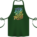 Live With Pride LGBT Gay Pride Cotton Apron 100% Organic Forest Green