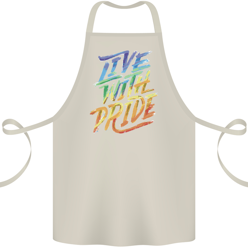 Live With Pride LGBT Gay Pride Cotton Apron 100% Organic Natural
