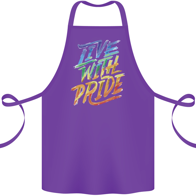 Live With Pride LGBT Gay Pride Cotton Apron 100% Organic Purple
