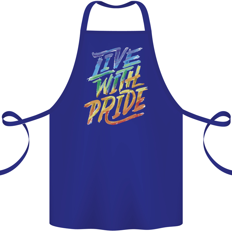 Live With Pride LGBT Gay Pride Cotton Apron 100% Organic Royal Blue