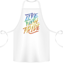 Live With Pride LGBT Gay Pride Cotton Apron 100% Organic White