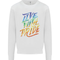 Live With Pride LGBT Gay Pride Kids Sweatshirt Jumper White