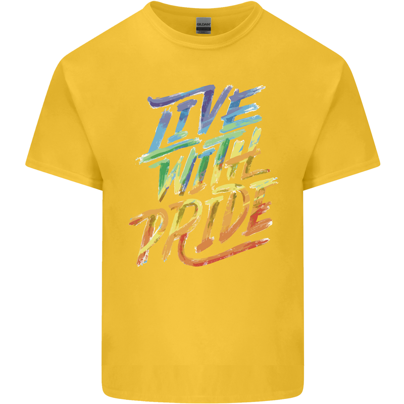 Live With Pride LGBT Gay Pride Kids T-Shirt Childrens Yellow