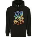 Live With Pride LGBT Gay Pride Mens 80% Cotton Hoodie Black