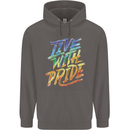 Live With Pride LGBT Gay Pride Mens 80% Cotton Hoodie Charcoal