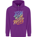 Live With Pride LGBT Gay Pride Mens 80% Cotton Hoodie Purple