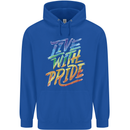 Live With Pride LGBT Gay Pride Mens 80% Cotton Hoodie Royal Blue
