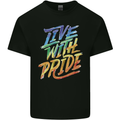 Live With Pride LGBT Gay Pride Mens Cotton T-Shirt Tee Top Black