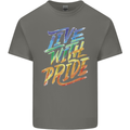 Live With Pride LGBT Gay Pride Mens Cotton T-Shirt Tee Top Charcoal