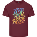 Live With Pride LGBT Gay Pride Mens Cotton T-Shirt Tee Top Maroon