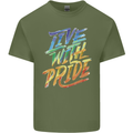 Live With Pride LGBT Gay Pride Mens Cotton T-Shirt Tee Top Military Green