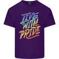 Live With Pride LGBT Gay Pride Mens Cotton T-Shirt Tee Top Purple