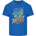 Live With Pride LGBT Gay Pride Mens Cotton T-Shirt Tee Top Royal Blue