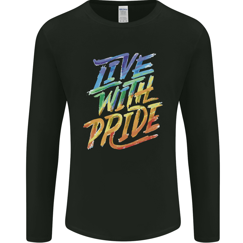 Live With Pride LGBT Gay Pride Mens Long Sleeve T-Shirt Black