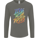 Live With Pride LGBT Gay Pride Mens Long Sleeve T-Shirt Charcoal