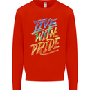 Live With Pride LGBT Gay Pride Mens Sweatshirt Jumper Bright Red