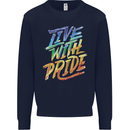 Live With Pride LGBT Gay Pride Mens Sweatshirt Jumper Navy Blue