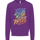 Live With Pride LGBT Gay Pride Mens Sweatshirt Jumper Purple