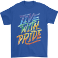 Live With Pride LGBT Gay Pride Mens T-Shirt 100% Cotton Royal Blue