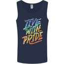 Live With Pride LGBT Gay Pride Mens Vest Tank Top Navy Blue