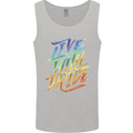 Live With Pride LGBT Gay Pride Mens Vest Tank Top Sports Grey