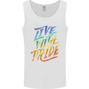 Live With Pride LGBT Gay Pride Mens Vest Tank Top White