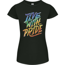 Live With Pride LGBT Gay Pride Womens Petite Cut T-Shirt Black