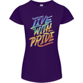 Live With Pride LGBT Gay Pride Womens Petite Cut T-Shirt Purple