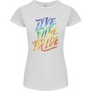 Live With Pride LGBT Gay Pride Womens Petite Cut T-Shirt White